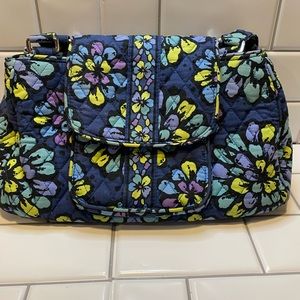 Vera Bradley Indigo Pop Blues Floral Quilted Shoulder Tote Bag Purse